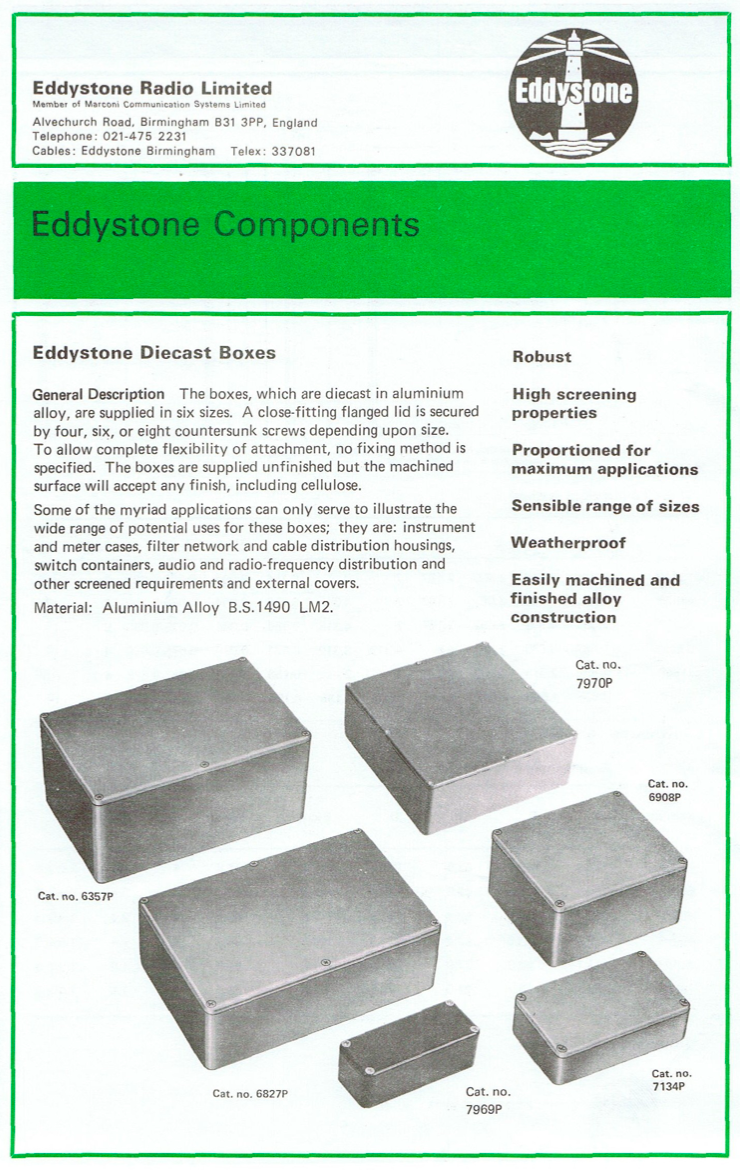 Eddystone Datasheet - Diecast Boxes (1973-07)
