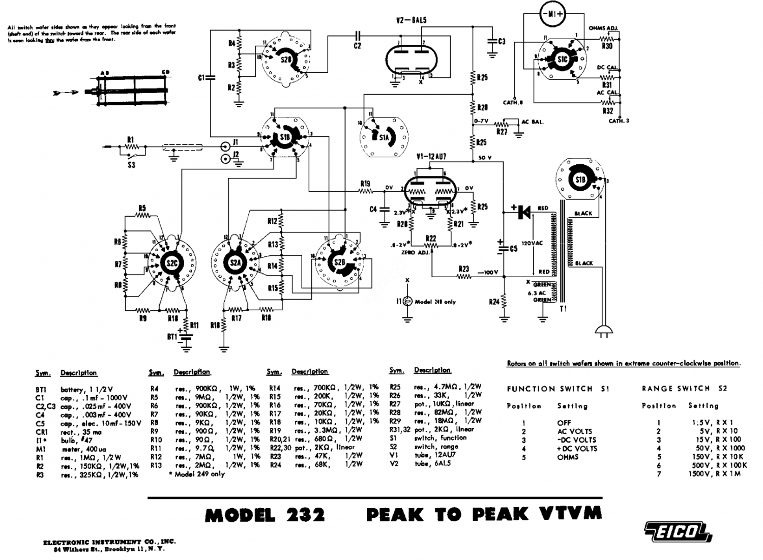 EICO 232 - Schematic Diagram