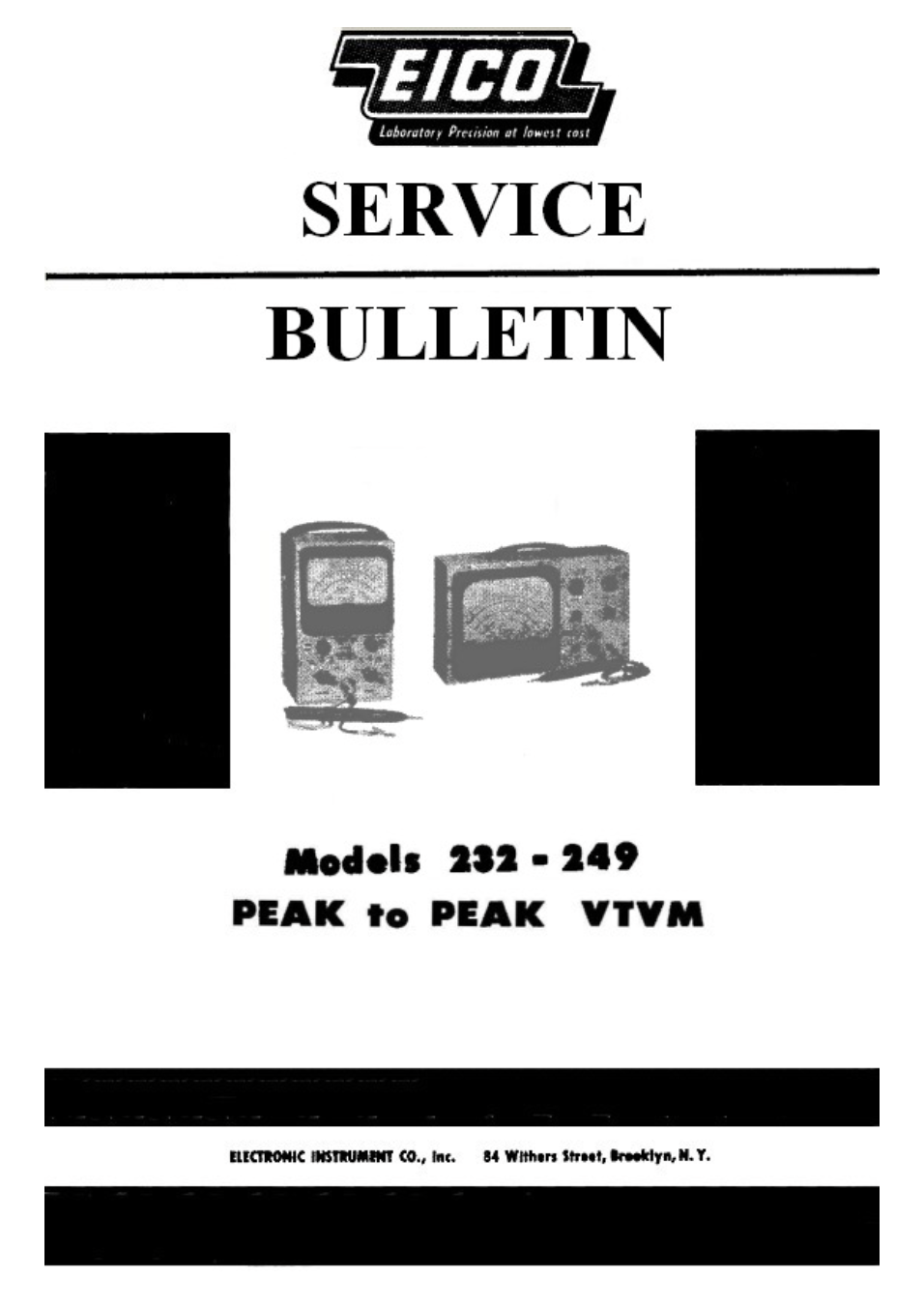 EICO 232 249 VTVM  Instruction Manual 232 Construction Man Service Bulletin 