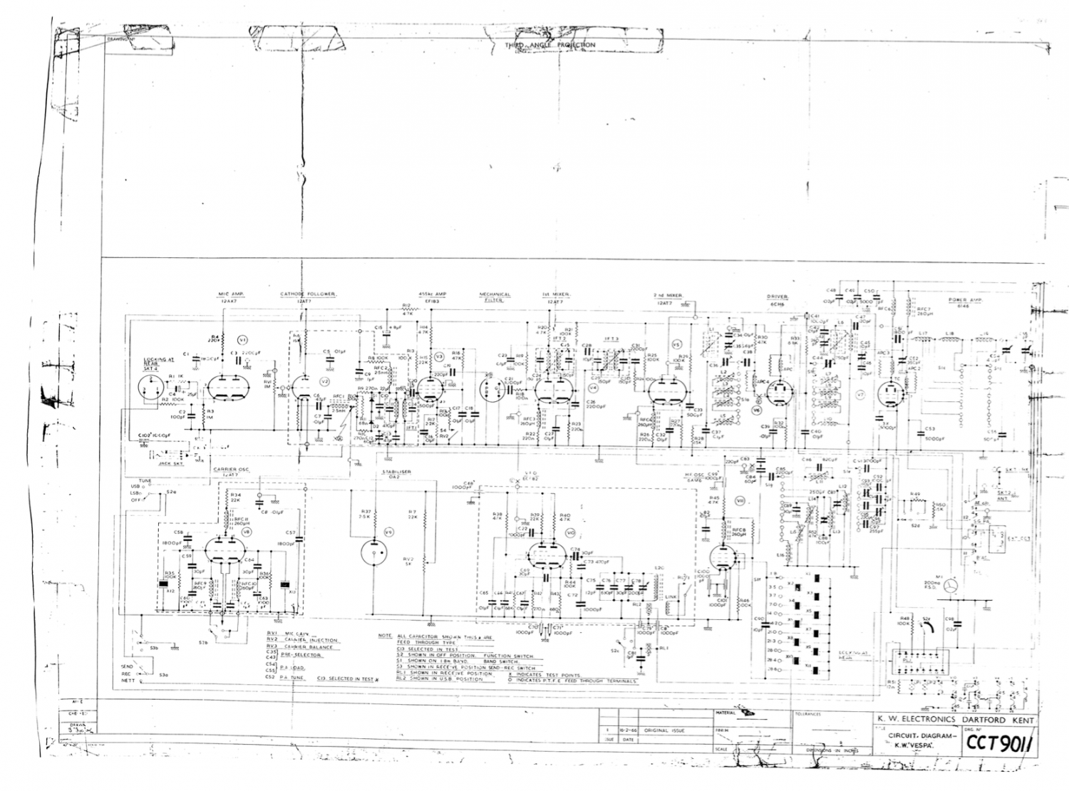 KW Vespa Mk II - Schematic Diagram CCT9011 Issue 1 (16th February 1966)