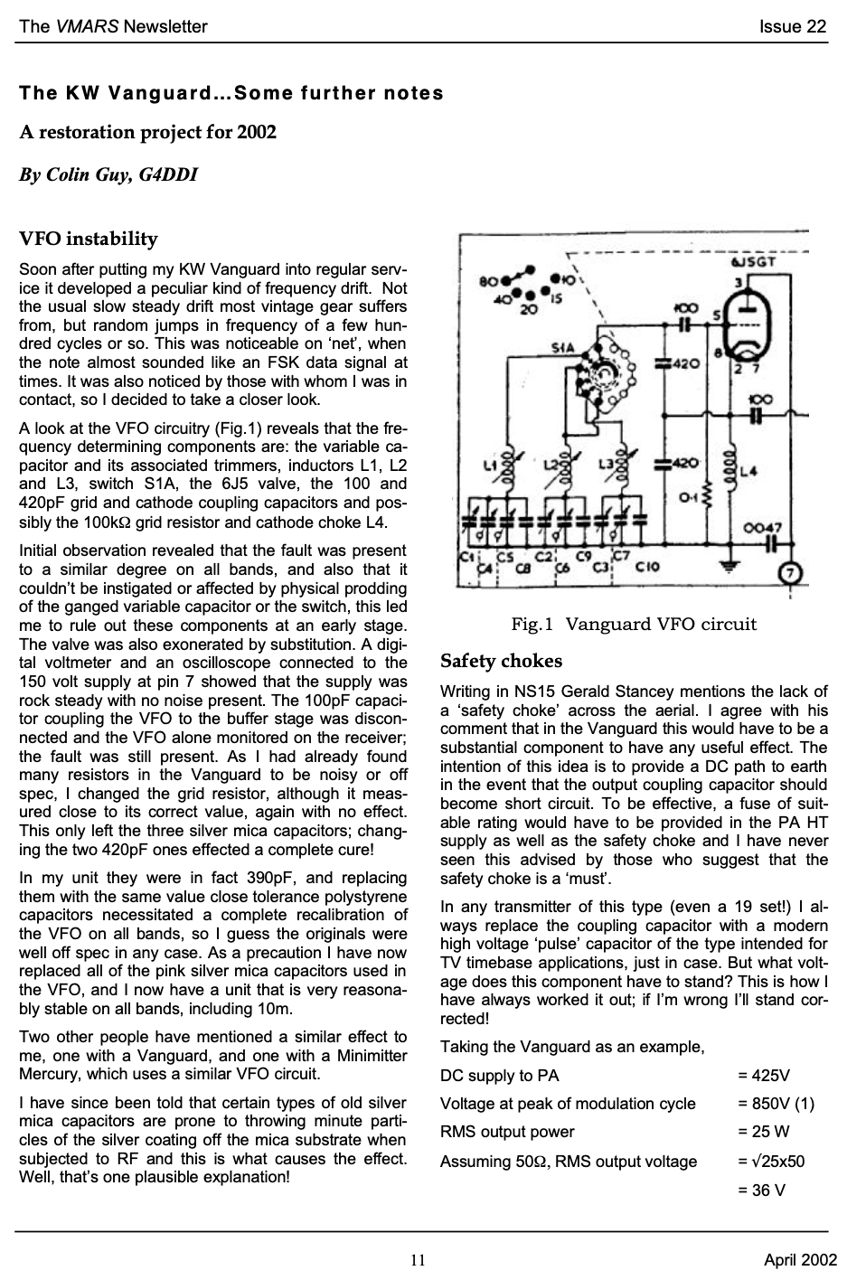 KW Vanguard - The VMARS Newsletter - Issue 22 - Some Further Notes