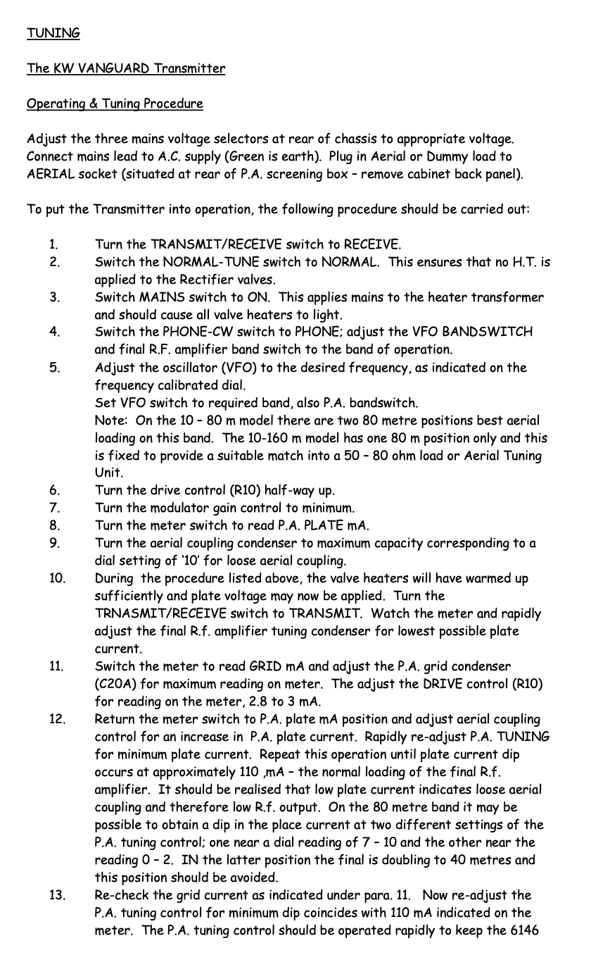 KW Vanguard - Instruction Manual