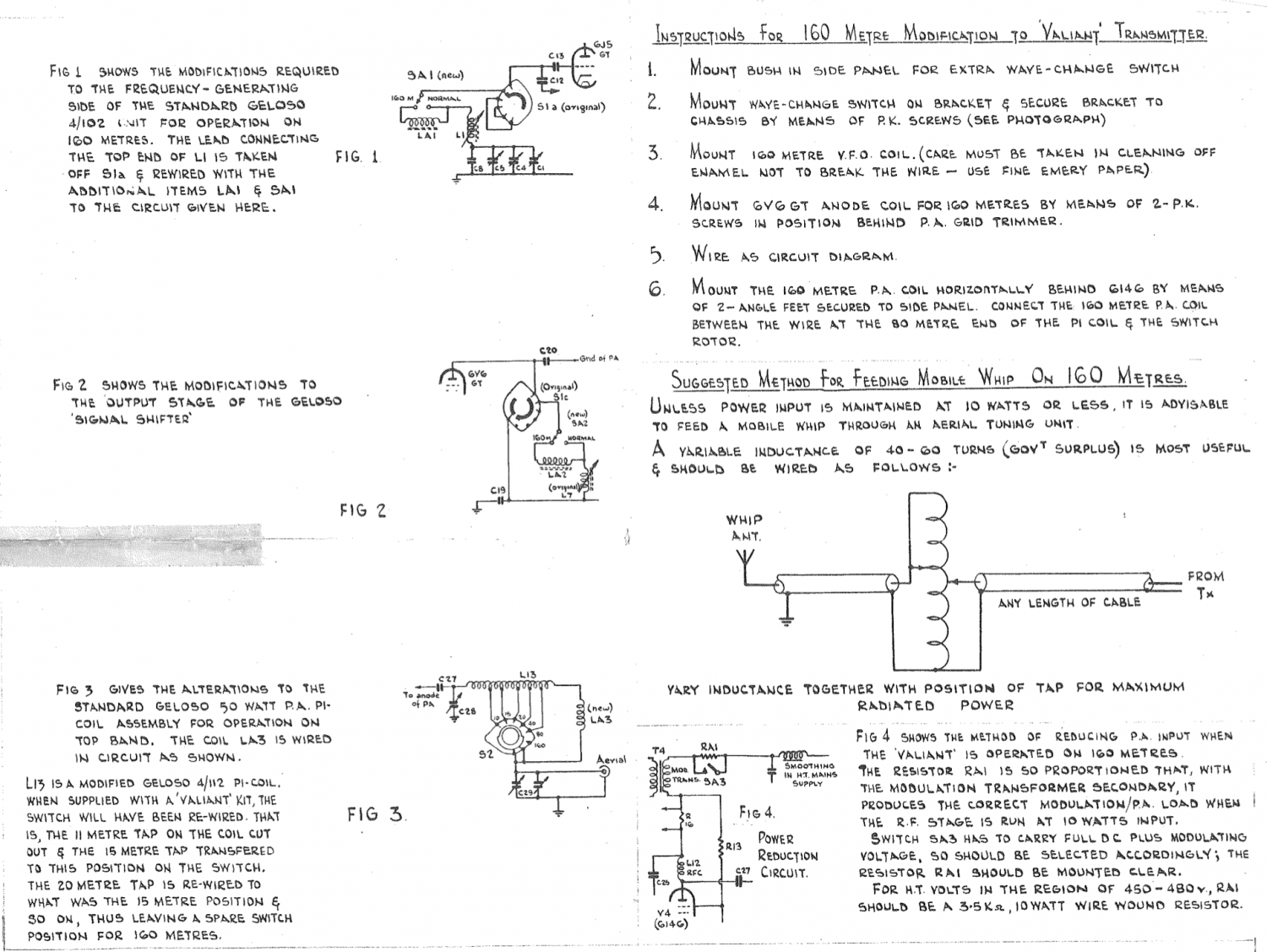 KW Valiant - Instructions for modifying the KW Valiant to operate on 160m