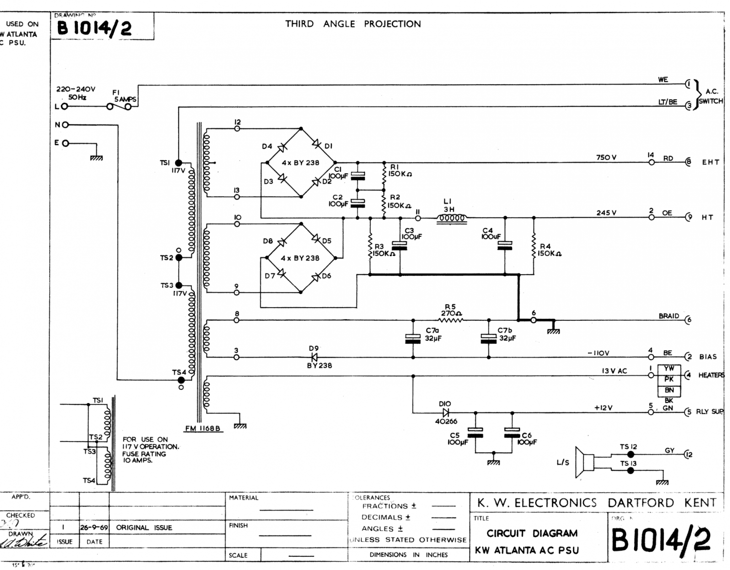 KW Atlanta - Power Supply Schematic Diagram B1014-2 (Clean Version)