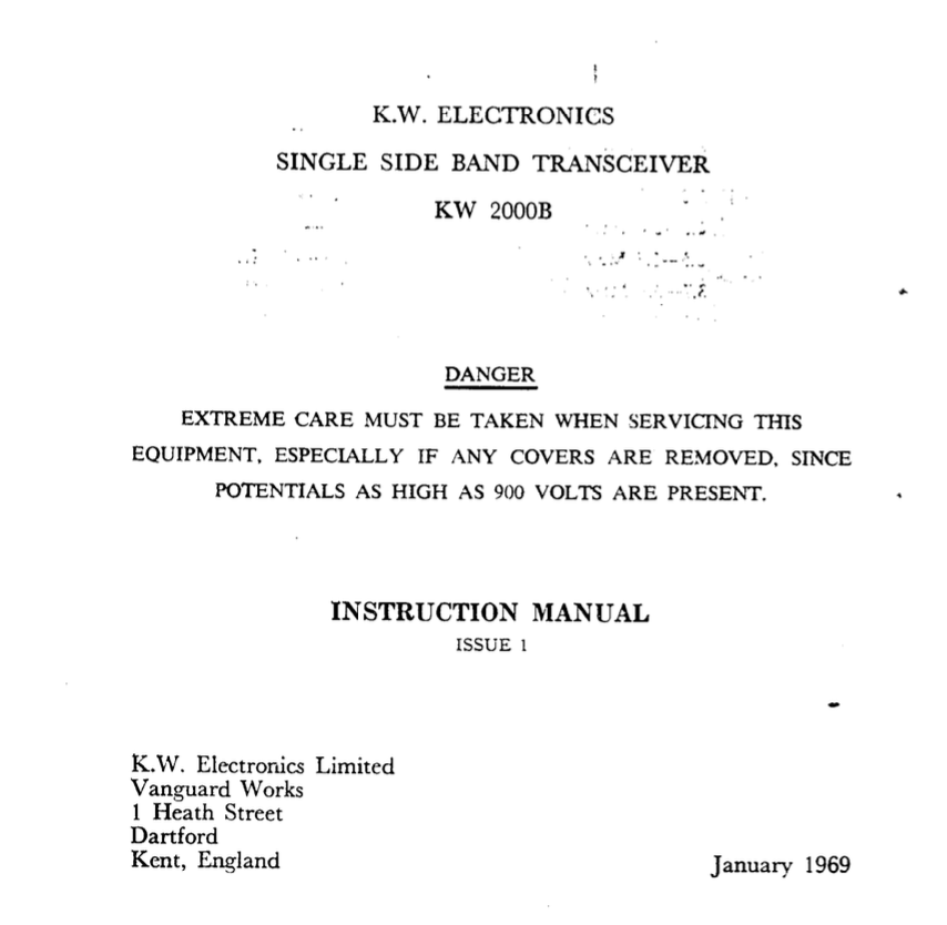 KW-2000B - Instruction Manual