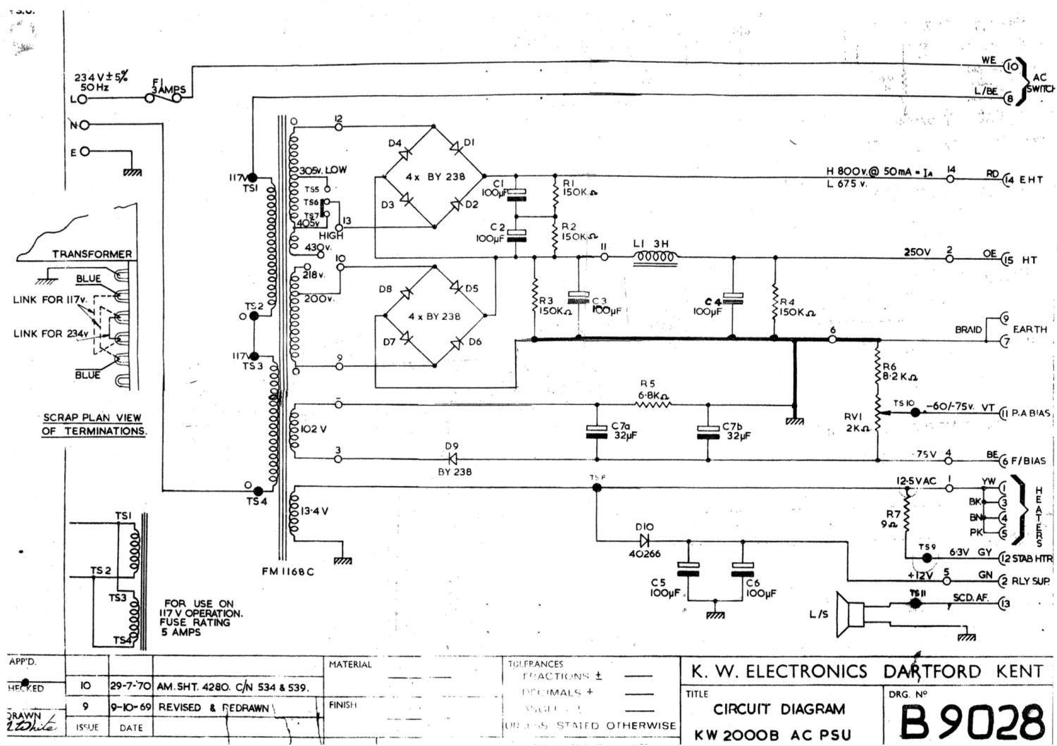 KW-2000B - PSU Schematic Diagram 9028
