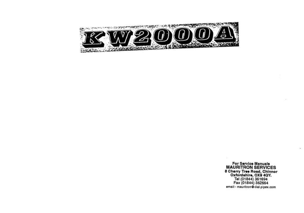 KW-2000A - Service Manual