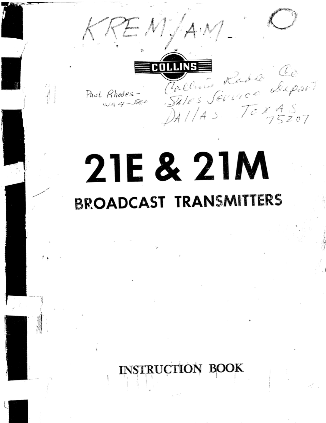 Collins 21E AM Transmitter - Instruction Book
