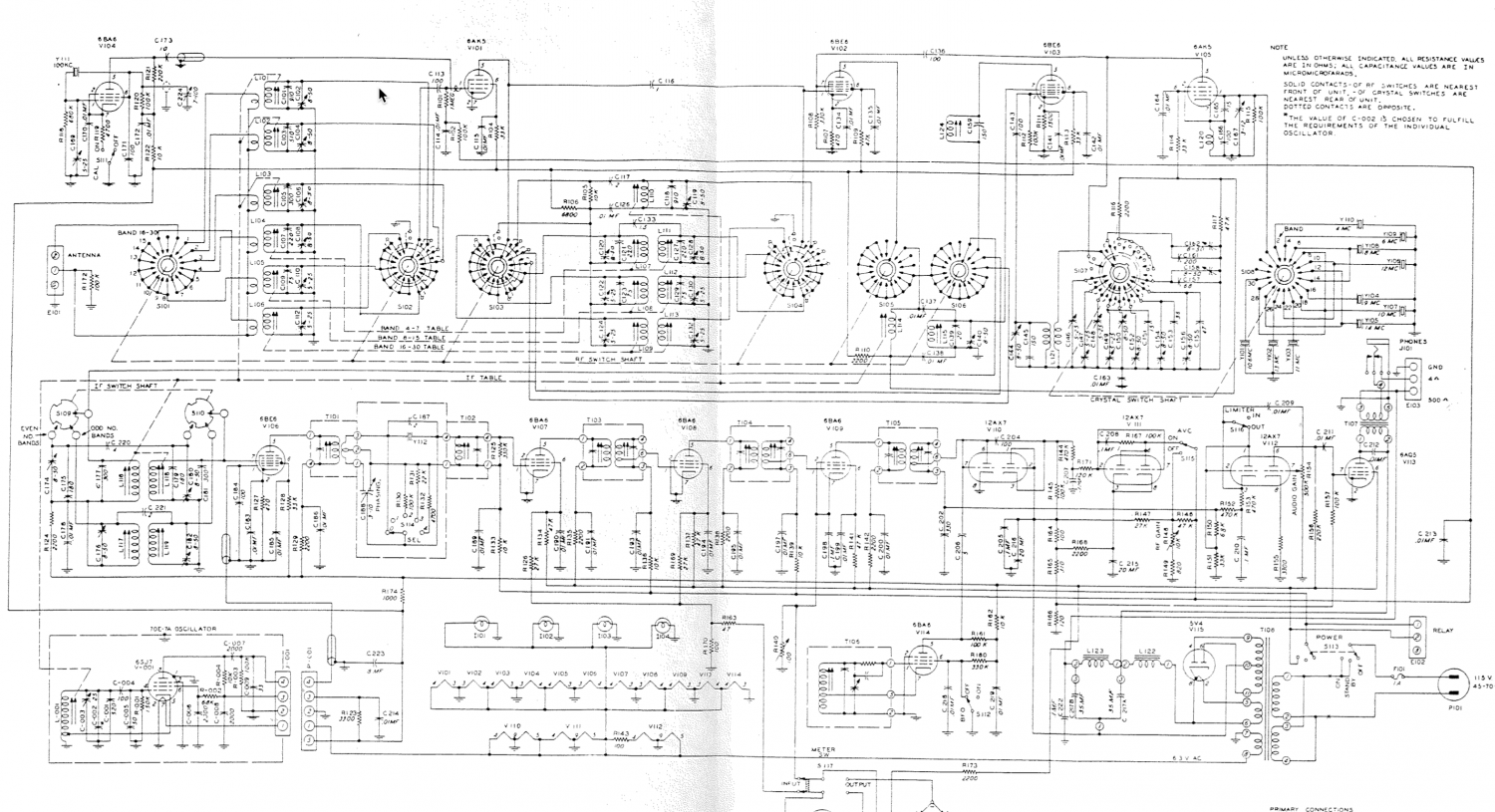 Collins 51J-2 Communications Receiver - Schematic Diagram 1