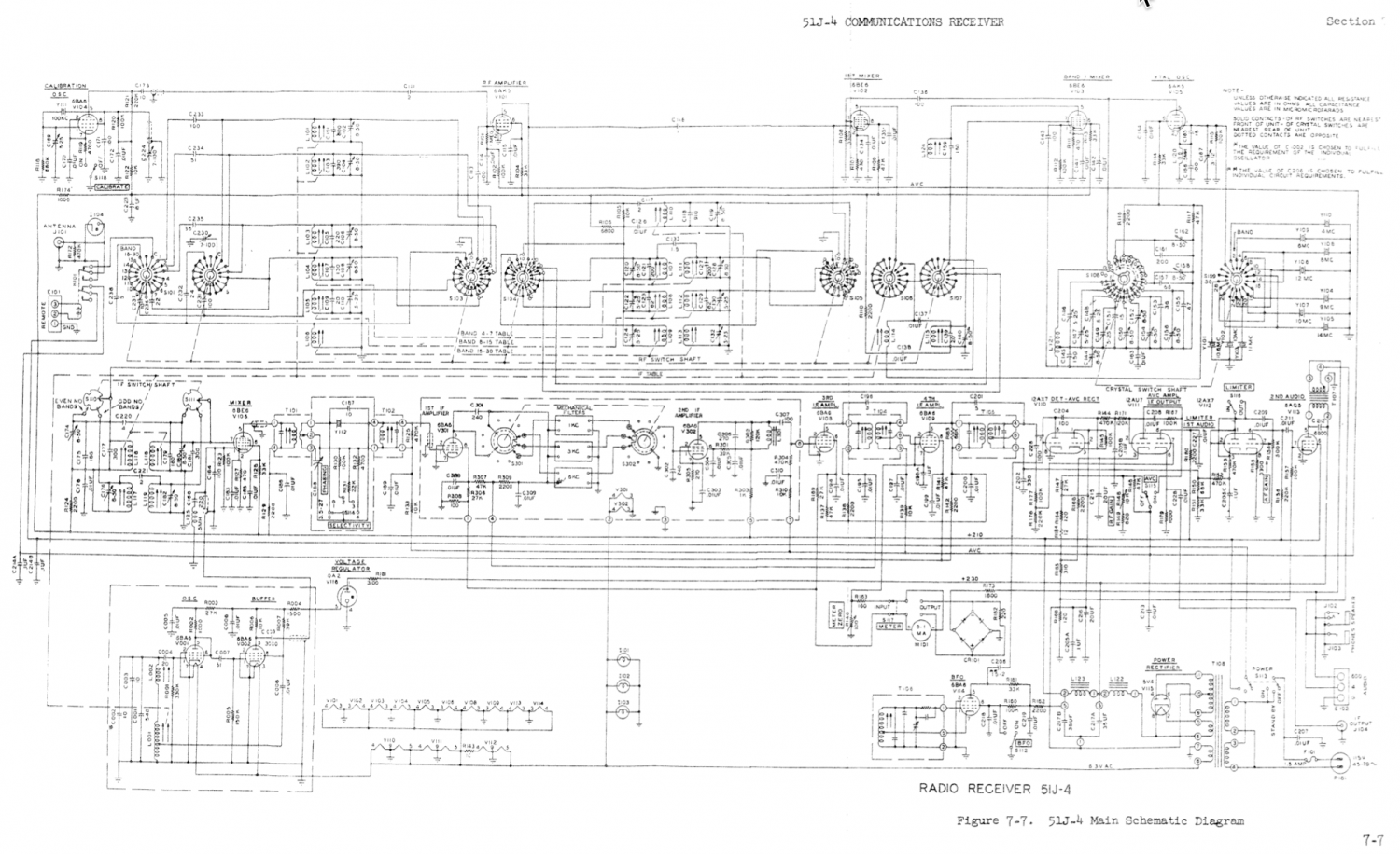 Collins 51J-4 Communications Receiver - Schematic Diagram 1