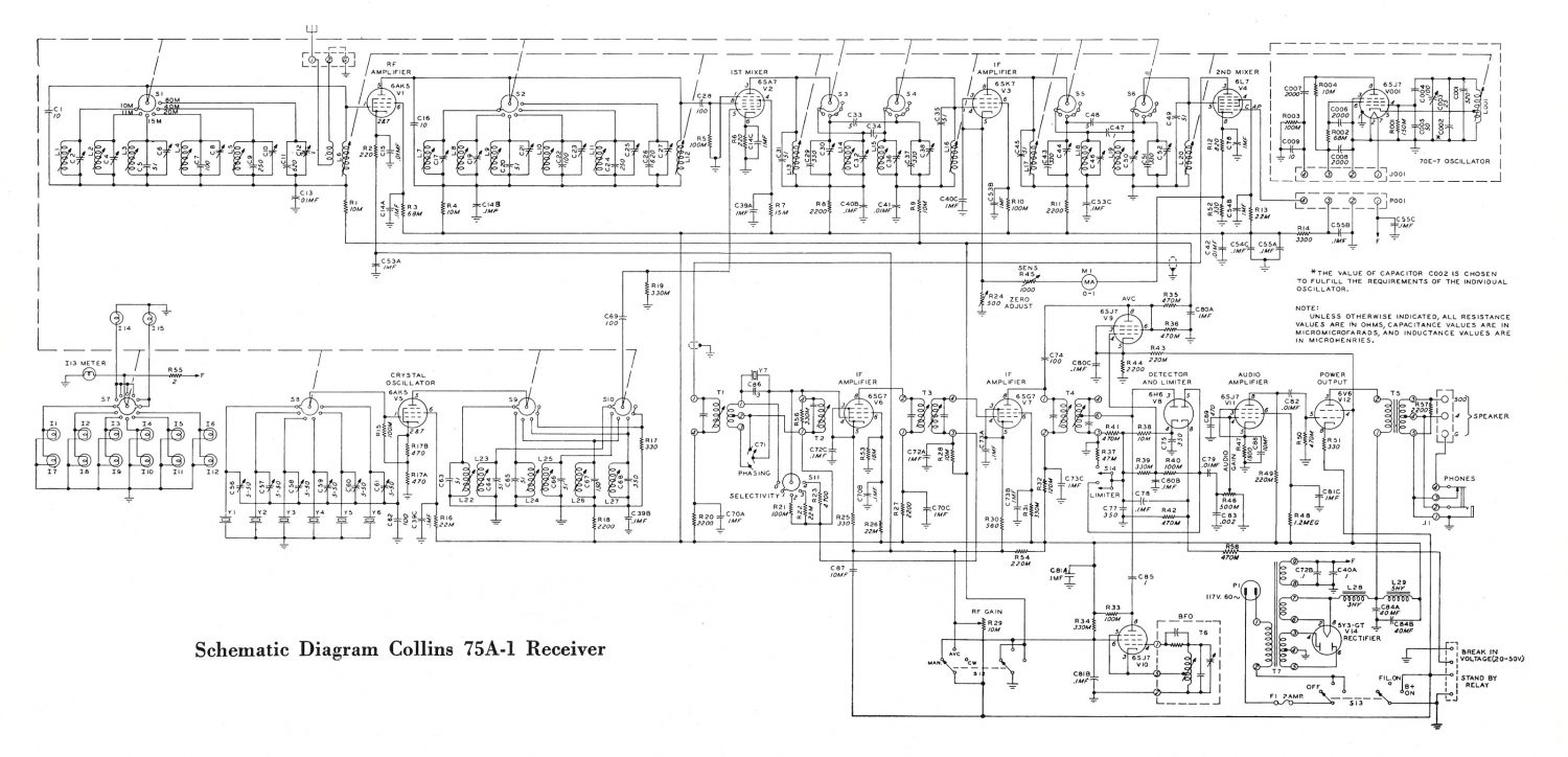 Collins 75A-1 Amateur Receiver - Schematic Diagram