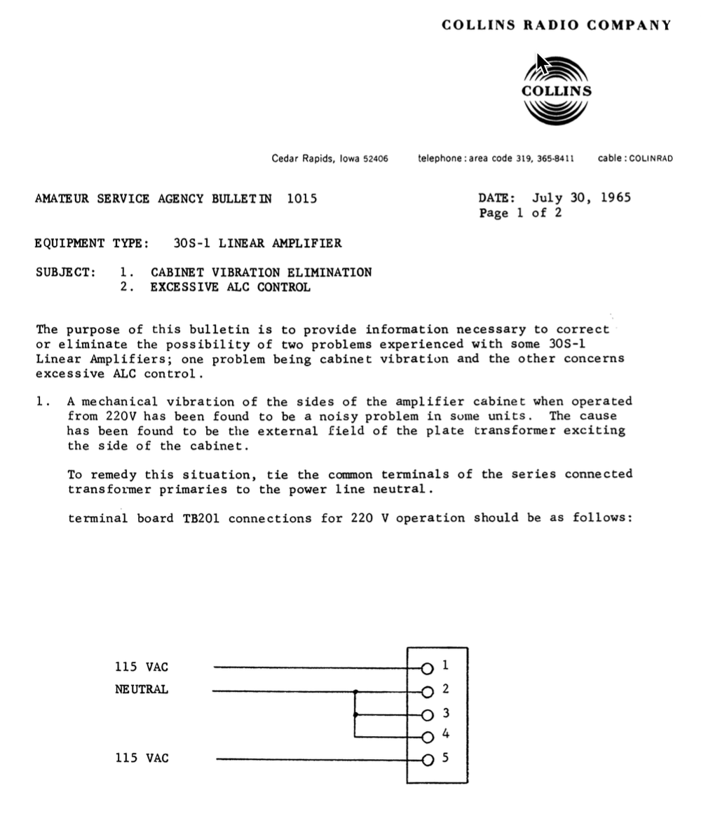 Collins Amateur Service Agency Bulletin Number 1015 (1965-07)