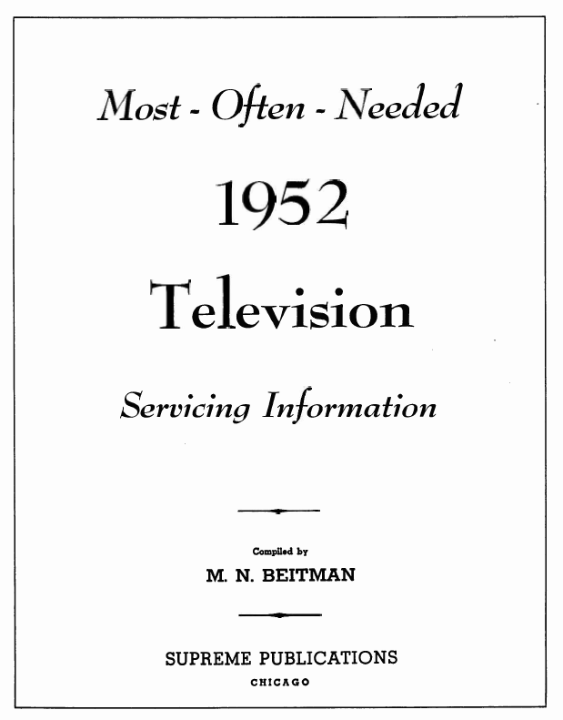 Beitman Service Information on Televisions (1952)