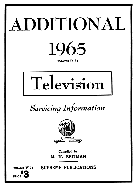 Beitman Service Information on Televisions (1965 Additional)