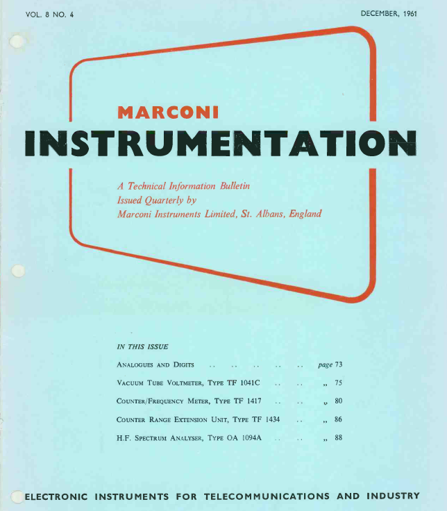 Marconi Instrumentation Bulletins - 1961-12