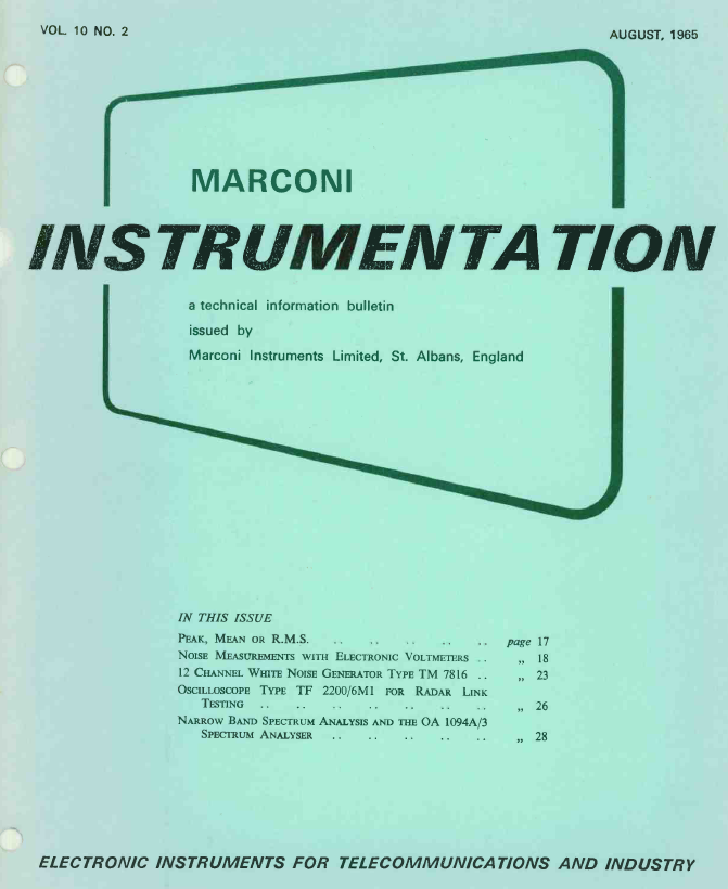 Marconi Instrumentation Bulletins - 1965-08