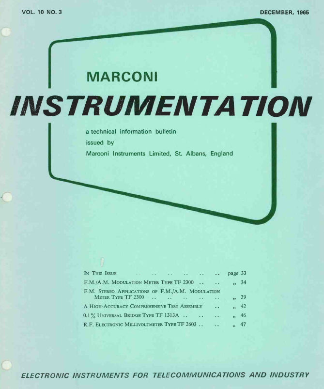 Marconi Instrumentation Bulletins - 1966-12
