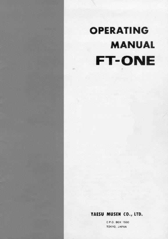 Yaesu FT-ONE - Instruction Manual 1