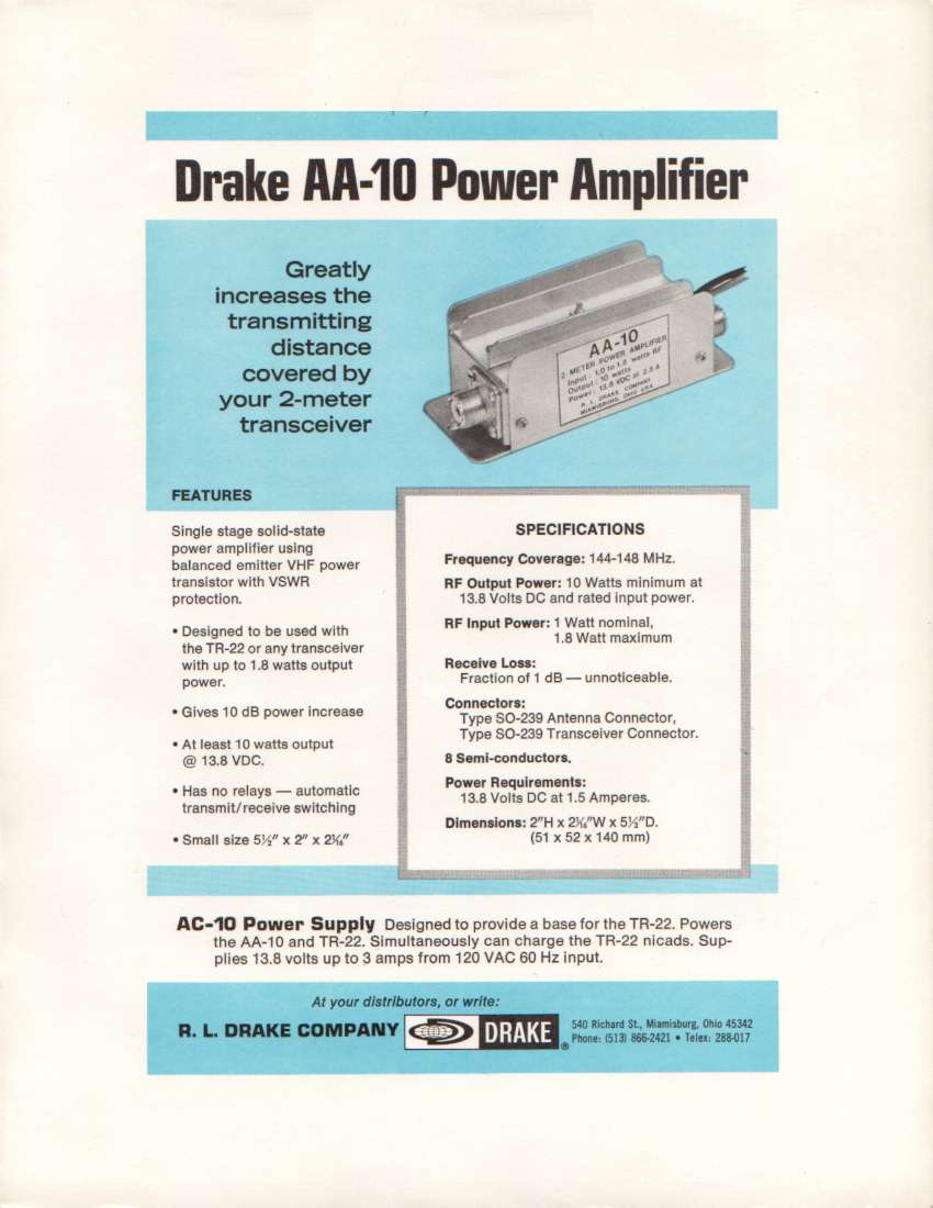 Drake AA-10 - Brochure