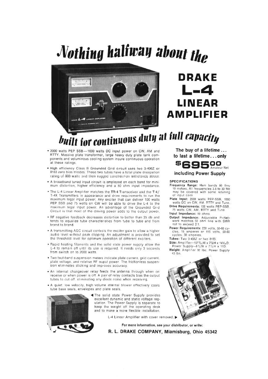 Drake L-4 Linear Amplifier - Brochure