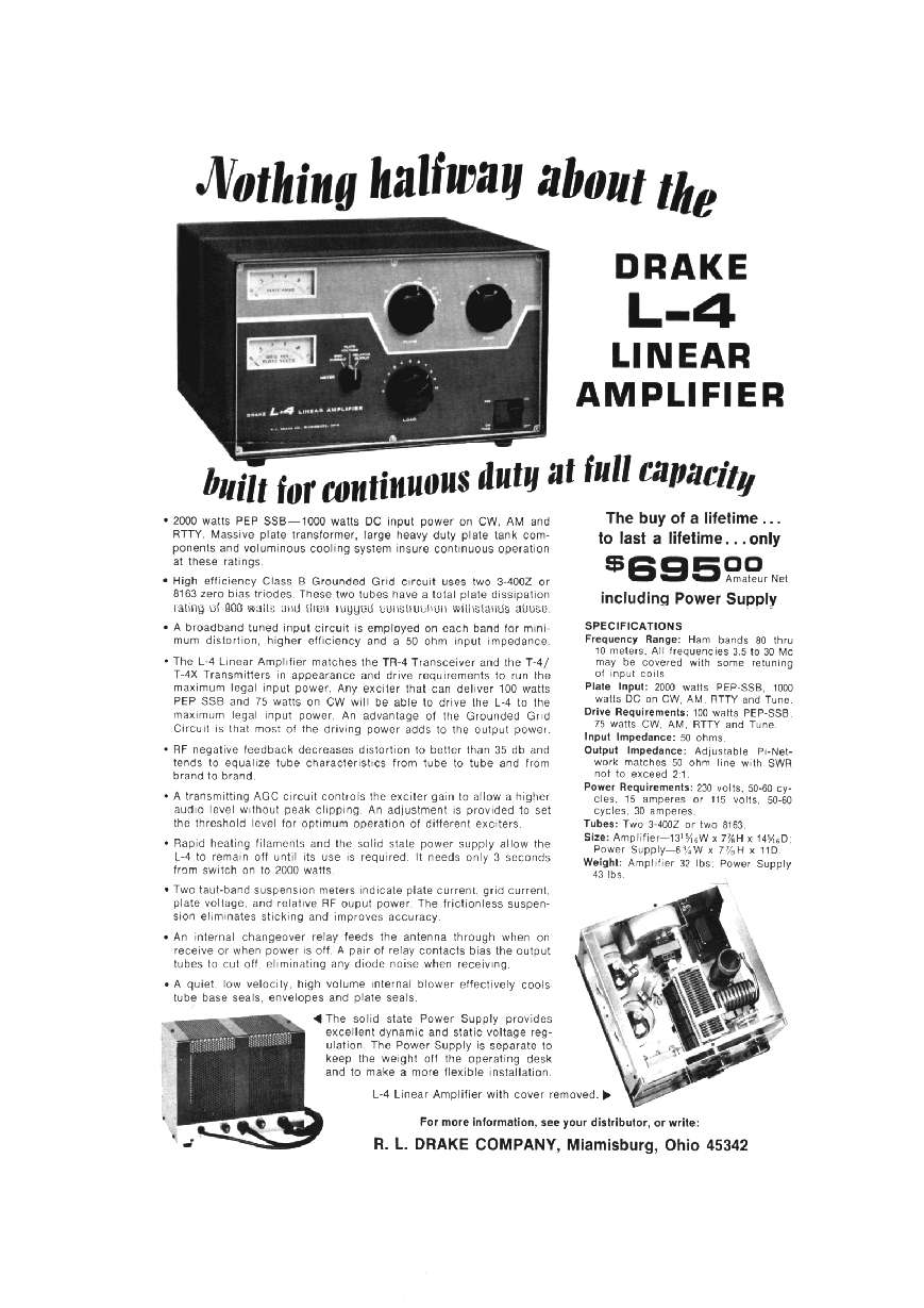 Drake L-4 Linear Amplifier - Brochure