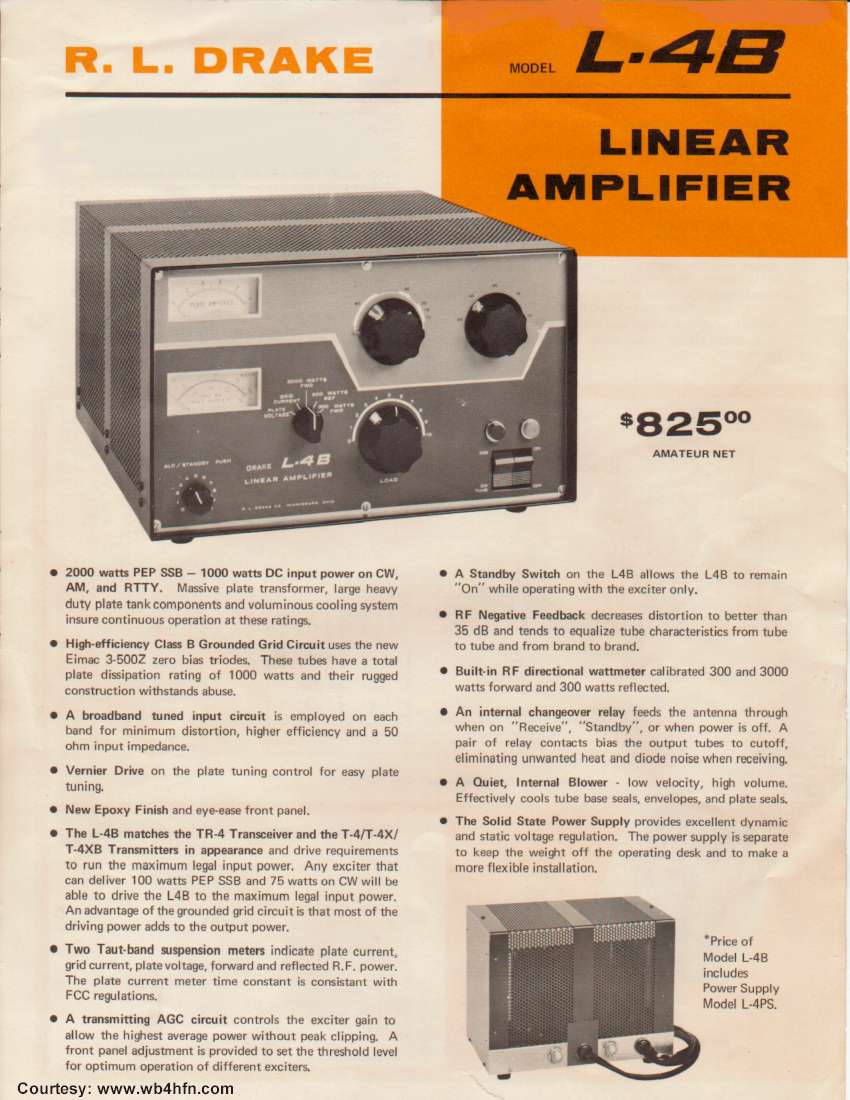 Drake L-4B Linear Amplifier - Brochure
