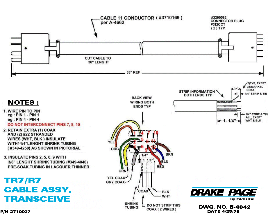 Drake R-7 - Transceive Cable Assembly for the TR-7