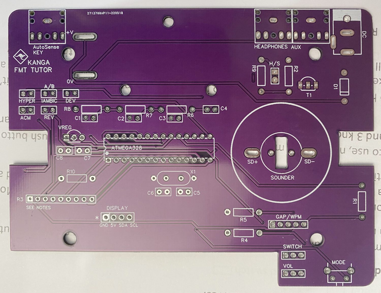 Kanga Products FMT Mk4 CW Trainer PCB Board Front.