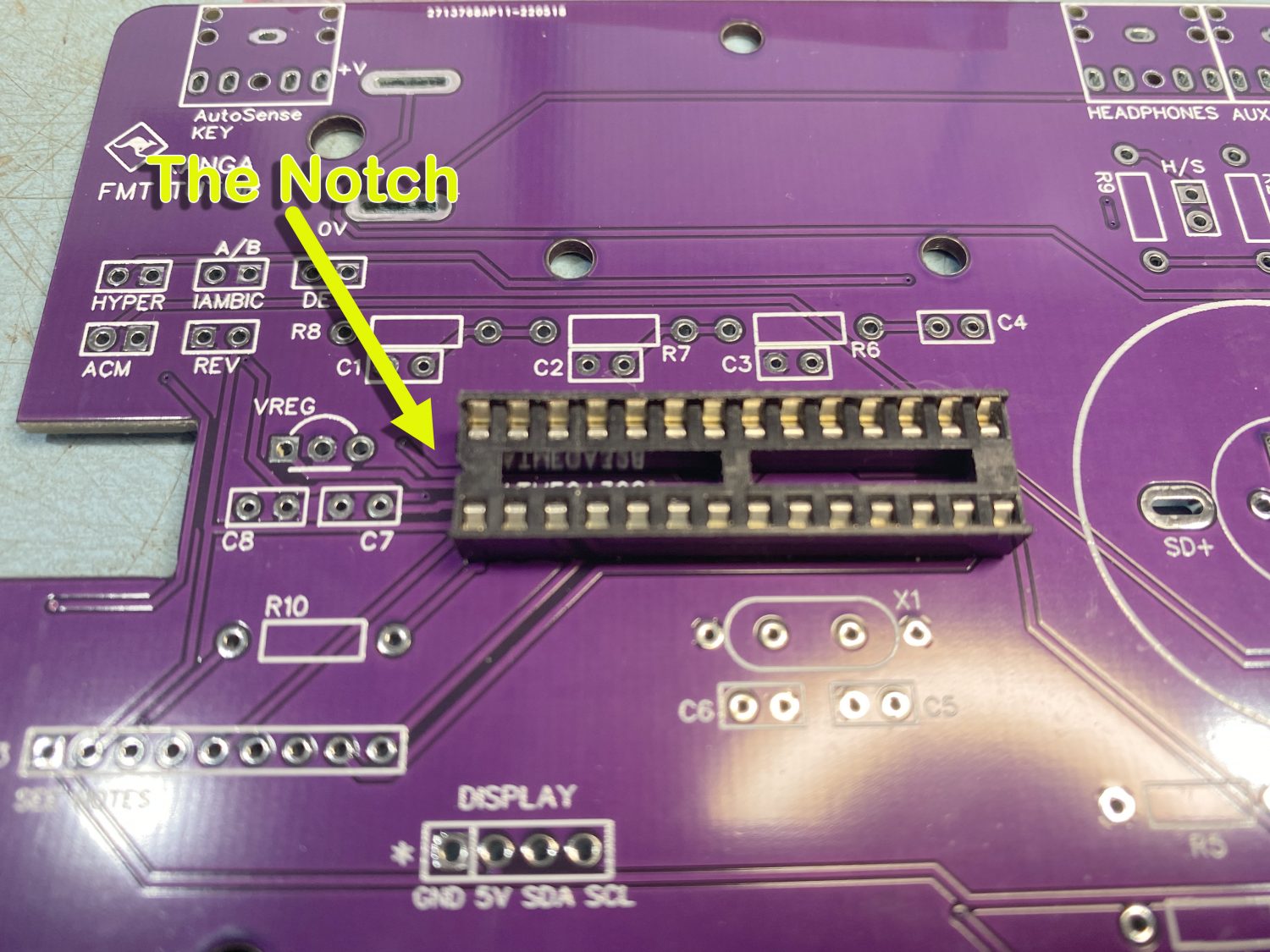 Make sure that the IC Socket is installed the correct way round.