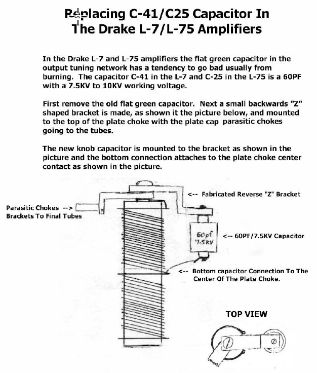 Drake Service Bulletin - Drake L-7 and L-75 Amplifier C41 Replacement
