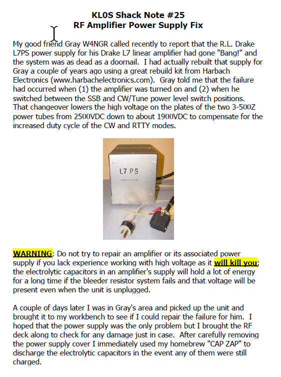 Drake L-7 Linear Amplifier - RF Amplifier Power Supply Fix
