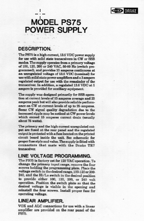 Drake PS-75 Power Supply - Instruction Manual 2