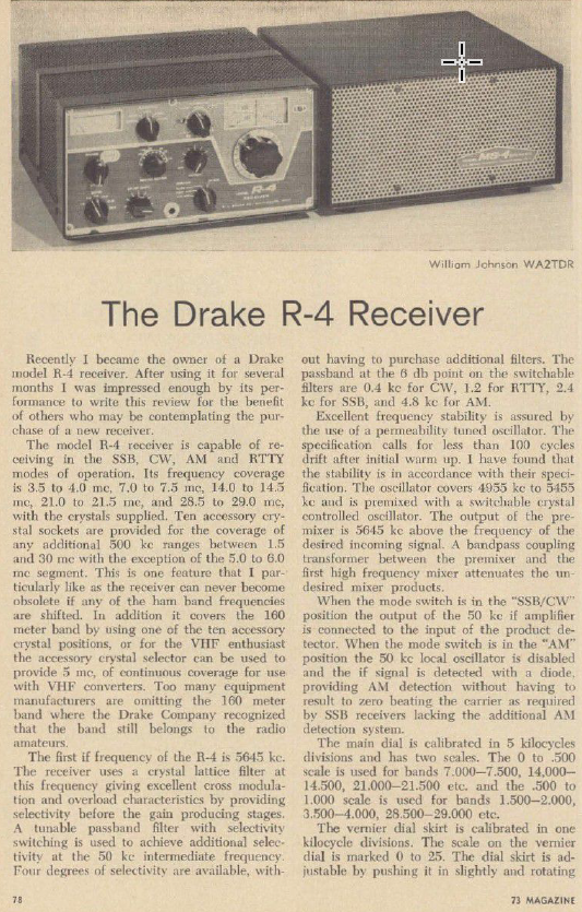 Drake R-4 - Review in 73 Magazine (1966-01)