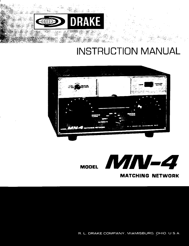 Drake MN-4 Matching Network - Instruction Manual 1