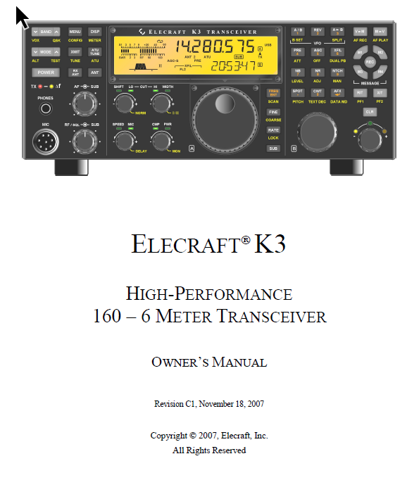 Elecraft K3 - Owner's Manual - Rev. C1