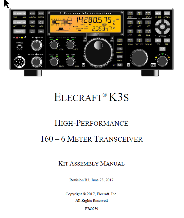 Elecraft K3 - Kit Assembly Manual - Rev. B3 (E740108)
