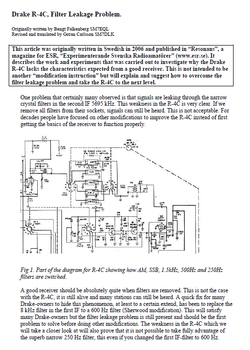 Drake R-4C - Filter Leakage Problem. (2013-04)