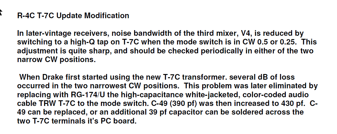 Drake R-4C - T-7C Transformer Update Modification