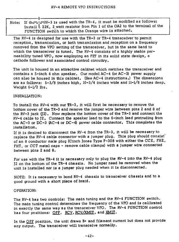 Drake RV-4 - Instruction Manual