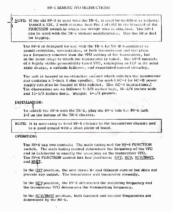 Drake RV-6 - Instruction Manual