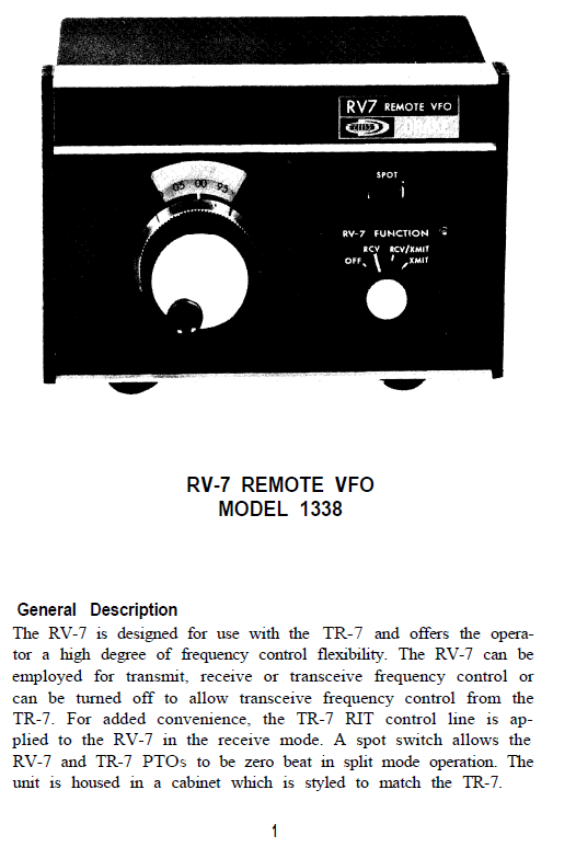 Drake RV-7 - Instruction Manual