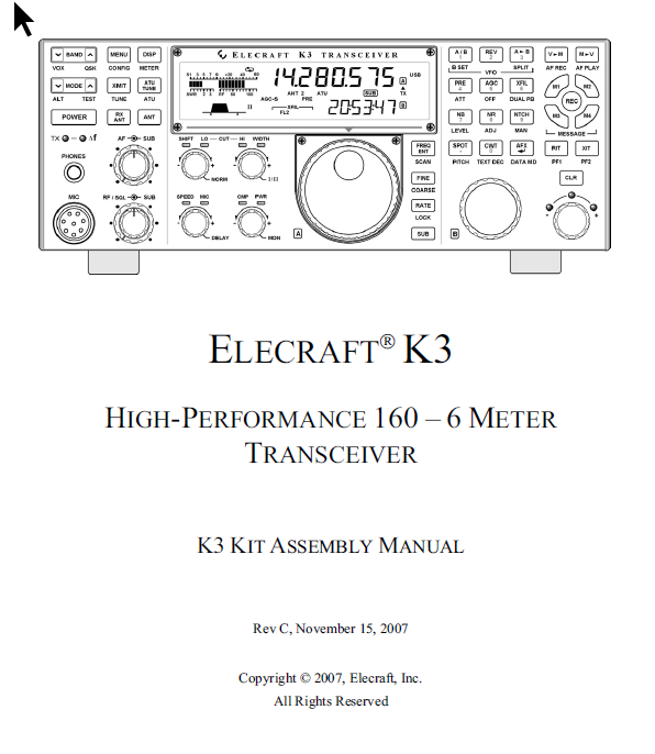 Elecraft K3 - Kit Assembly Manual - Rev. C (E740108)