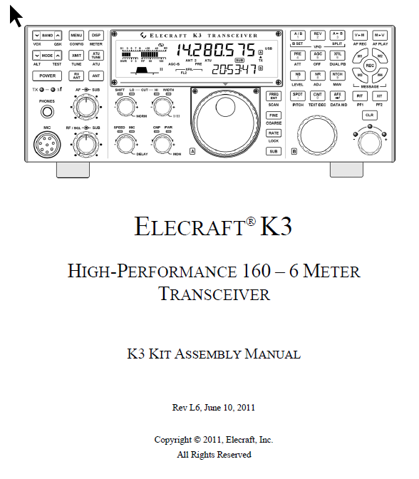 Elecraft K3 - Kit Assembly Manual - Rev. L6 (E740108)