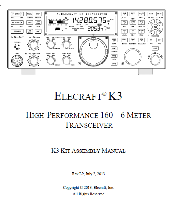 Elecraft K3 - Kit Assembly Manual - Rev. L9 (E740108)