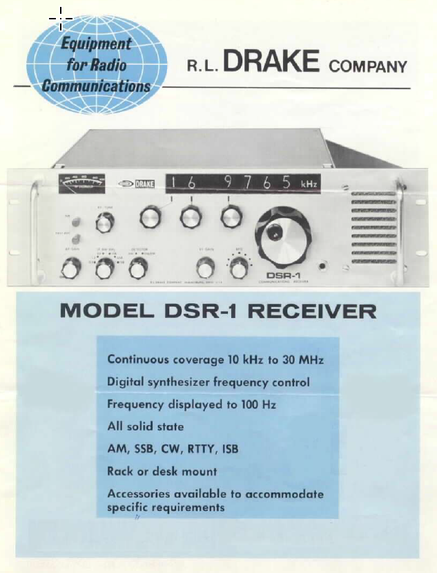 Drake DSR-1 Communications Receiver - Brochure