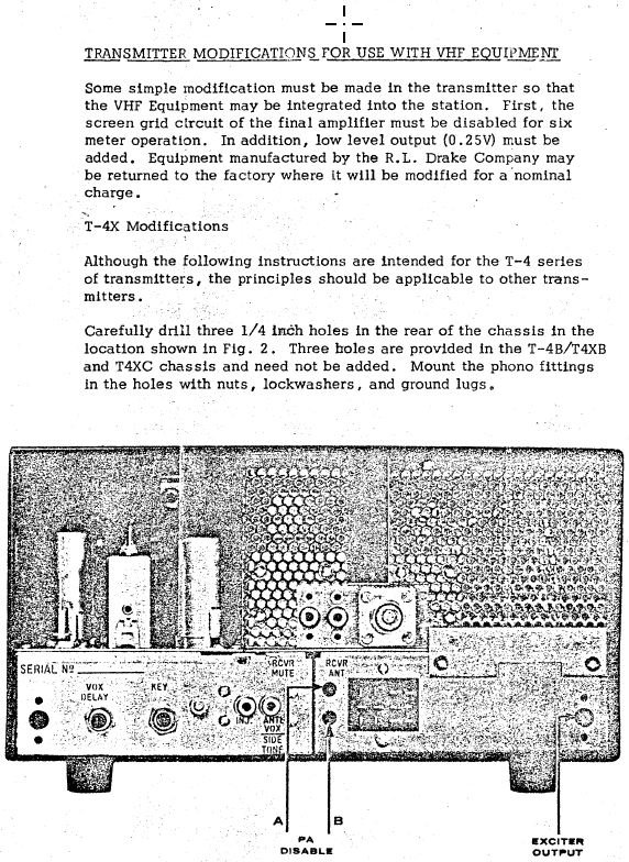 Drake T-4X - Transmitter Modifications for Use with VHF Equipment 1