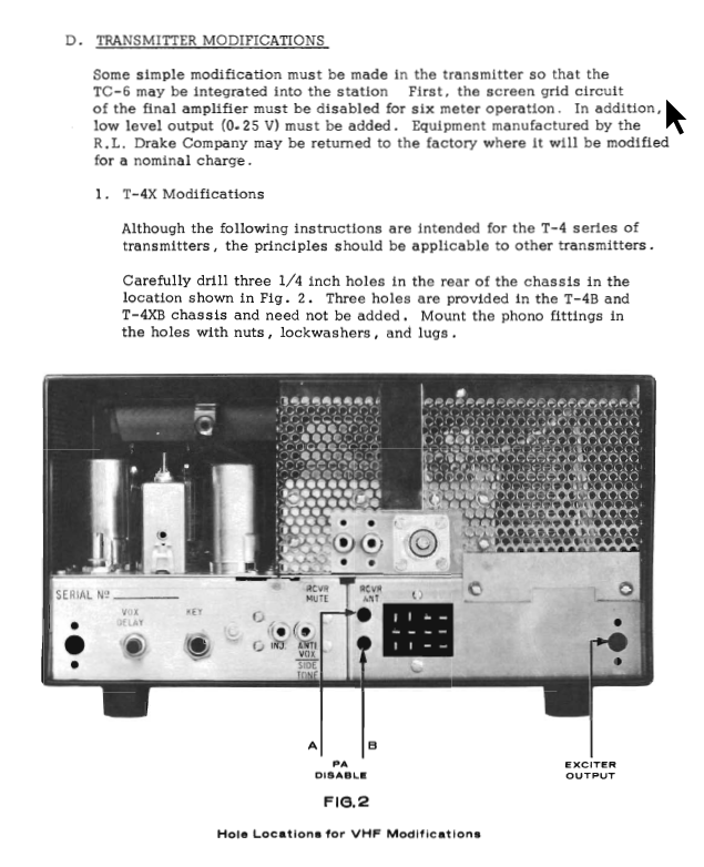 Drake T-4X - Transmitter Modifications for Use with VHF Equipment 2