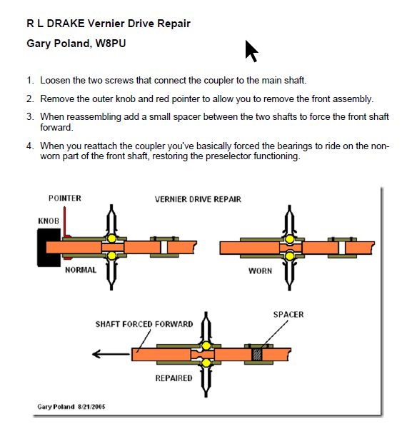 Drake T-4XC - Vernier Drive Repair by Gary Poland W8PU