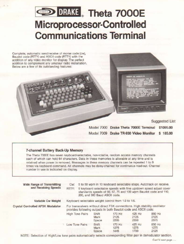 Drake Theta 7000E Communications Terminal - Brochure
