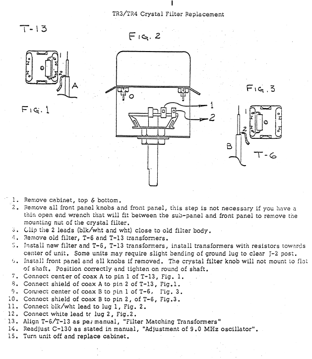 Drake TR-3 - Crystal Filter Replacement Guide